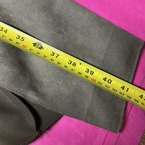 Zara Olive Green Faux Suede Long Jacket, Sz L, EUC - Picture 8 of 8